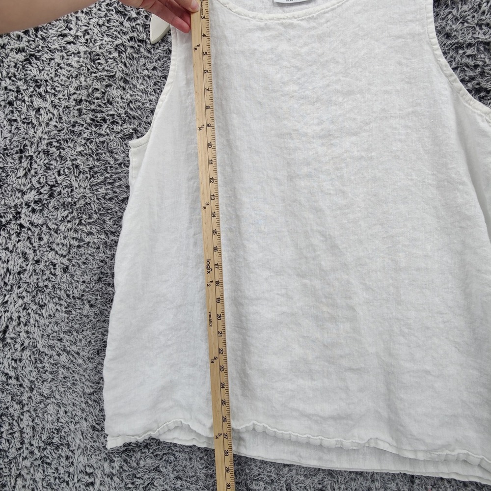 Bryn Walker Womens Lagenlook Coastal 100% Linen Tank Top L White Sleeveless Airy - Picture 3 of 16